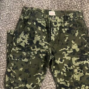 Green Casual Camouflage Cargo Pants